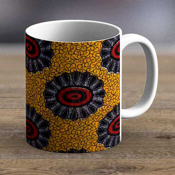 Orange And Black African Print Mug Fabric 11, 2 of 2