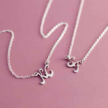 Couples Sterling Silver Initial Necklace, 2 of 11