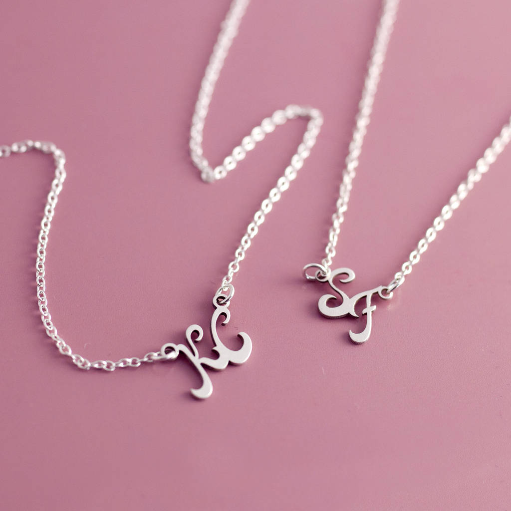 Sterling Silver 3 Initials Circle Monogram Pendant Necklace