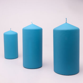 G Decor Henry Velvet Matt Powder Blue Pillar Candles, 6 of 7