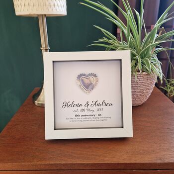 Personalised 10th Anniversary Gift Framed Tin Heart, 5 of 7