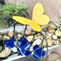 Bluebell And Yellow Butterfly Garden Stake Art092, thumbnail 4 of 8