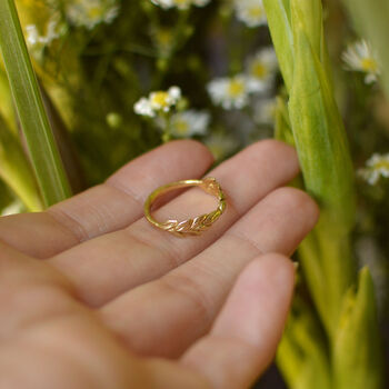 Solid 9ct Gold Laurel Ring, 5 of 8