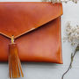 Statement Tassel Leather Clutch, thumbnail 3 of 12
