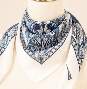 Blue And White Paisley Pastel Scarves For Accessories, 5 of 5