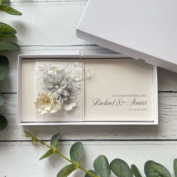 Handmade Wedding Money Wallet Silver Grey Flower, 5 of 6