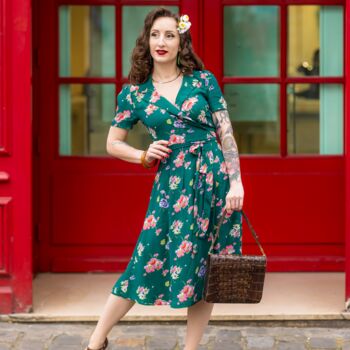 Peggy Dress In Palace Pansy 1940s Vintage Style, 2 of 2