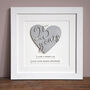 Personalised 25th Wedding Anniversary Framed Heart Print – Silver Wedding Keepsake, thumbnail 4 of 4
