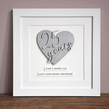 Personalised 25th Wedding Anniversary Framed Heart Print – Silver Wedding Keepsake, 4 of 4