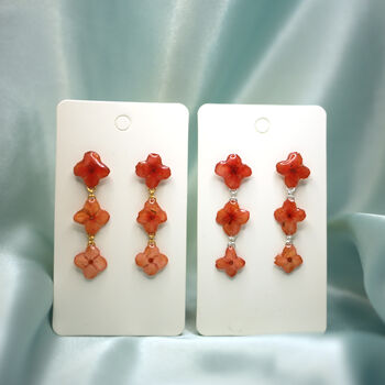 Red Pressed Flower Sterling Silver Stud Earrings, 10 of 10