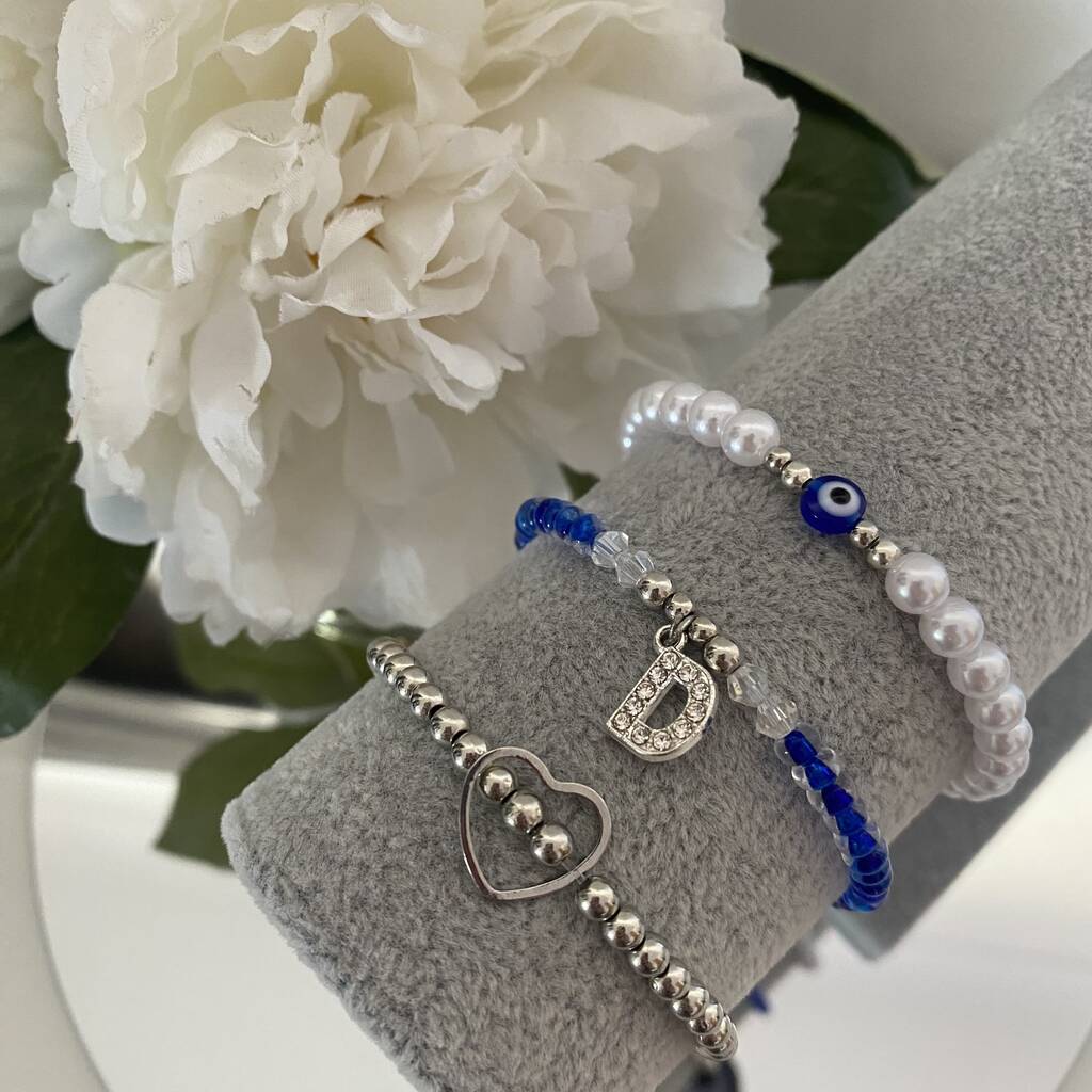 Personalised Initial Dark Blue Bracelets