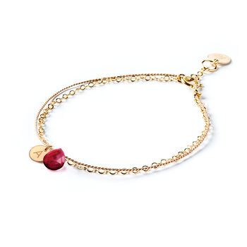 July Ruby Gold And Silk Birthstone Bracelet, 6 of 6