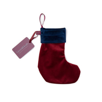 Luxury Mini Christmas Stocking Red Claret Velvet, 4 of 5