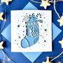 Stocking Personalised First Christmas Card, thumbnail 1 of 7