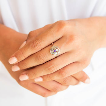 Crown Chakra Amethyst Ring Silver Or Gold Plated, 4 of 12