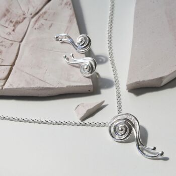 Sterling Silver Swirly Spiral Necklace, 2 of 5