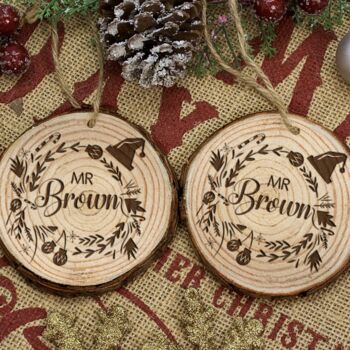 Personalised Engraved Couple's Christmas Decoration, 5 of 5