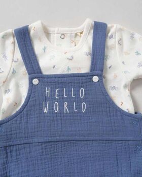 Luxury Hello World Baby Boy Organic Outfit Gift Set, 4 of 5