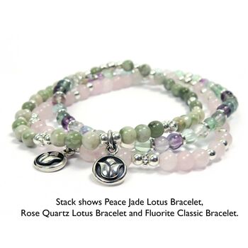 Rose Quartz And Sterling Silver Lotus Bracelet, 3 of 5