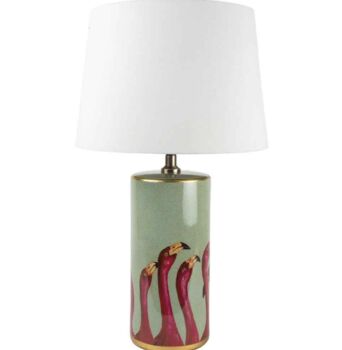 Flamingo Heads Lamp With White Shade, 2 of 3