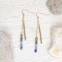 Willow Beaded 14 Karat Gold Filled Dangly Chain Earrings, thumbnail 1 of 4