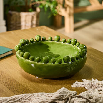 Glazed Green Ceramic Pearl Bowl, 2 of 5