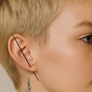Oxidised Silver Minimalist Gothic Ear Pin Earrings, 2 of 8