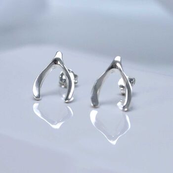 Sterling Silver Wishbone Studs, 4 of 9