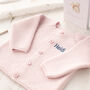 Toffee Moon Baby Girl's Pale Pink Personalised Cardigan, thumbnail 2 of 12