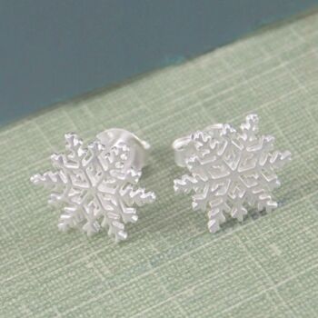 Snowflake Rose Gold Plated Silver Star Stud Earrings, 5 of 9