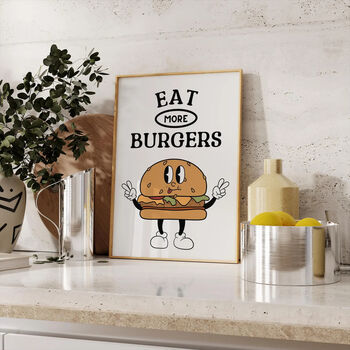 Eat More Burgers Retro Print, 3 of 6