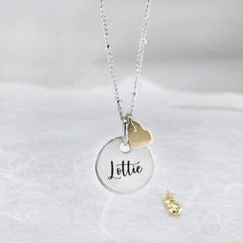 Personalised Silver And 9ct Solid Gold Heart Necklace, 9 of 12
