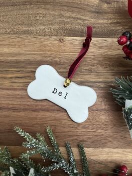 Personalised Clay Dog Christmas Decoration, 2 of 3