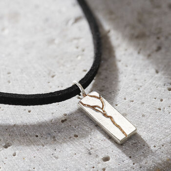 Men's Kintsugi Tag Leather Cord Necklace, 2 of 6