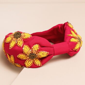 Pink Sunflower Beaded Headband, 2 of 2