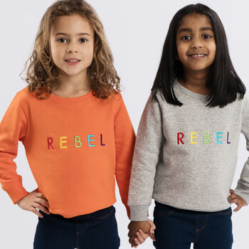'Rebel' Embroidered Children's Organic Sweatshirt, 3 of 8