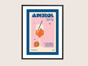 Retro Aperol Spritz Cocktail Print, 3 of 5