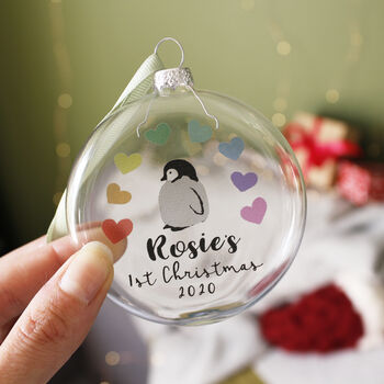 Baby's First Christmas Rainbow Penguin Bauble, 12 of 12