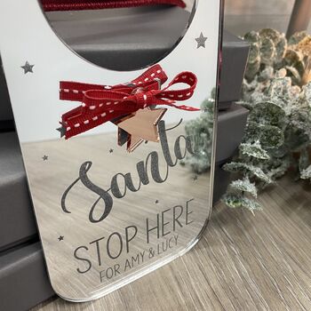 Silver Santa Stop Here Sign Personalised For Children, 5 of 12