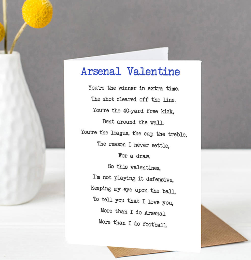 Football Personalised Valentines Card For Her By Helena Tyce Designs 