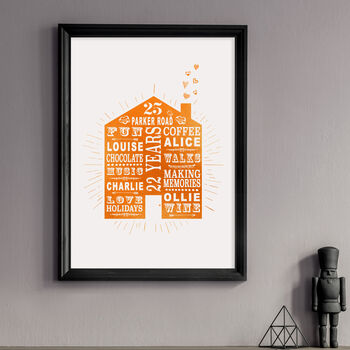 Personalised 22nd Copper Wedding Anniversary Home Print, 2 of 4