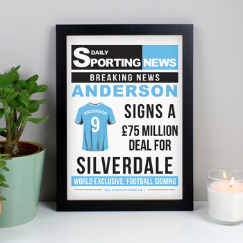 Personalised Football Signing Newspaper Framed Print, 5 of 9