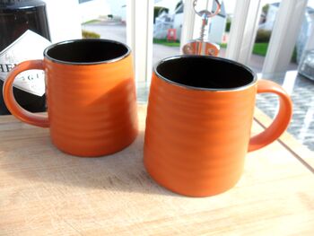 Set Of Two Reactive Glaze Brûlée In Pumpkin Orange And Chocolate Brown, 9 of 9