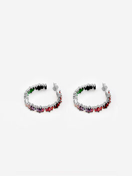 Large Rainbow Hoop Earrings Silver Gift For Her, 2 of 4