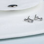 Sterling Silver Tiny Sparkly Music Note Stud Earrings, thumbnail 6 of 6