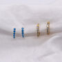 Huggie Hoops In Cubic Zirconia Or Blue Turquoise, thumbnail 1 of 5