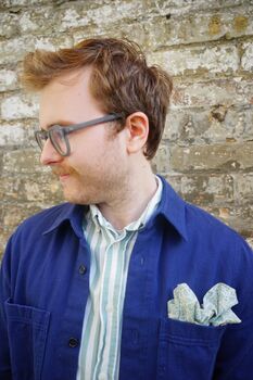 Dancys Mens Pale Blue Paisley Print Pocket Square, 4 of 9