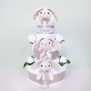B8 2 Tier nappy cake 1st puppy or teddy Blue My 1st Puppy