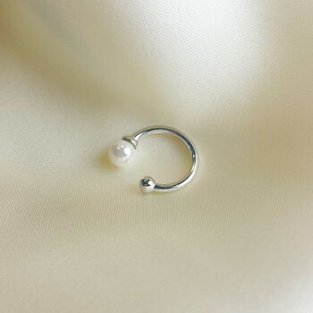 Sterling Silver Single Pearl Ear Cuff, 3 of 4