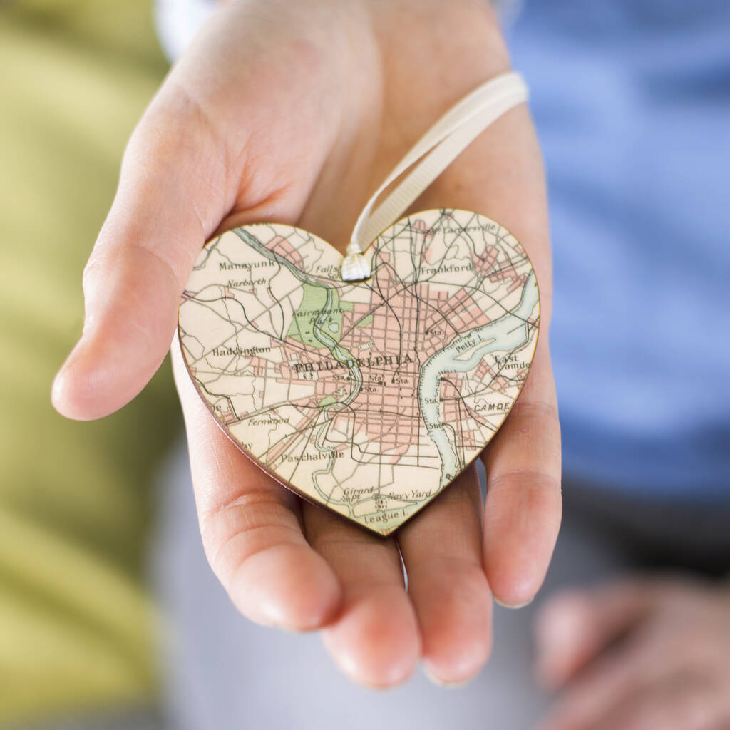 Personalised Map Heart Valentine Keepsake Gift For Her By
